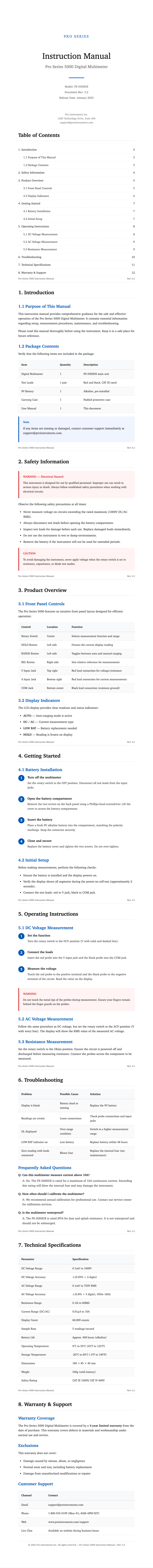 Classic professional instruction manual